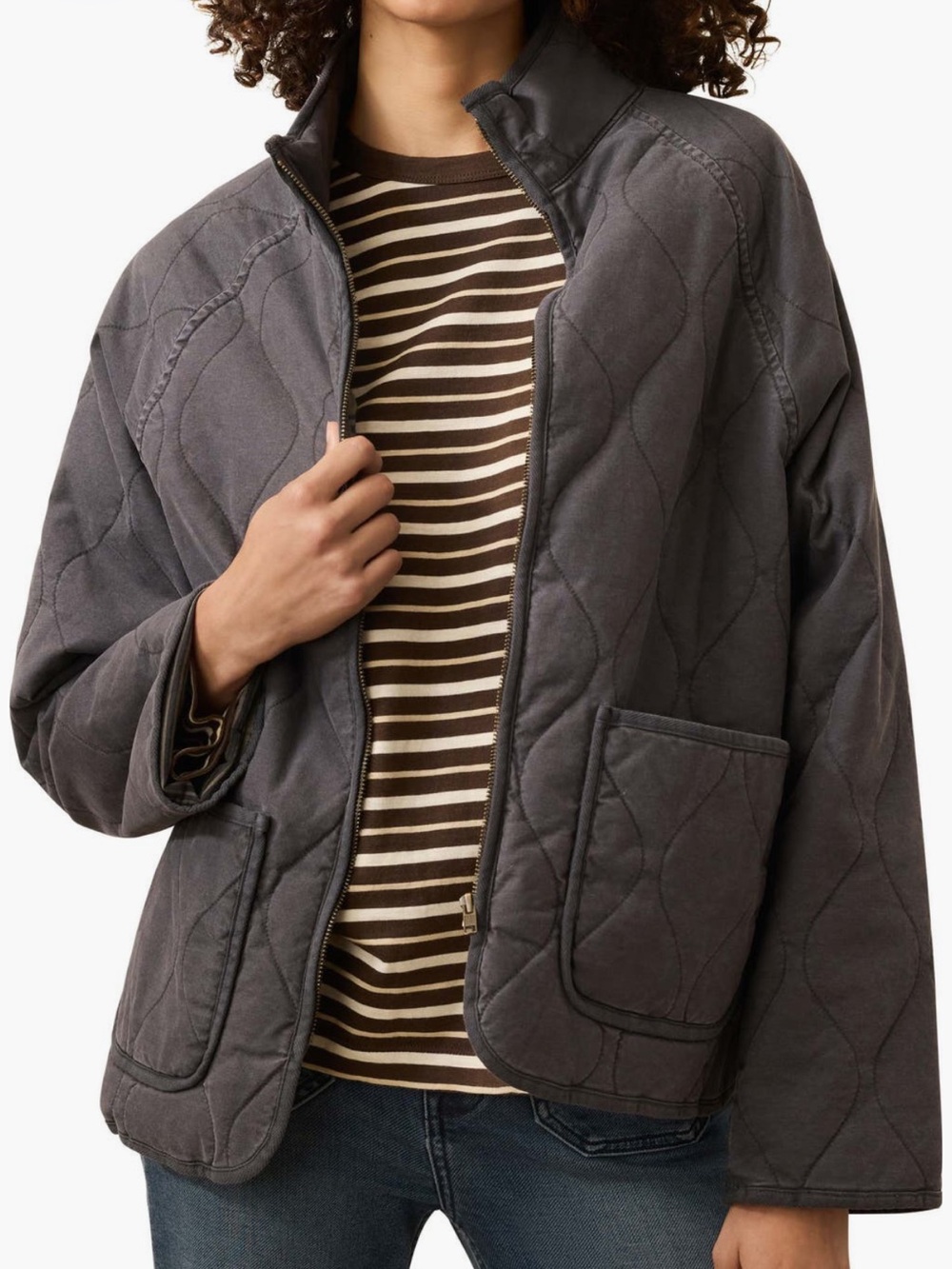NWT Rare Faherty Sunwashed Onion Quilted Jacket Navy Blue Grey Medium M Cotton